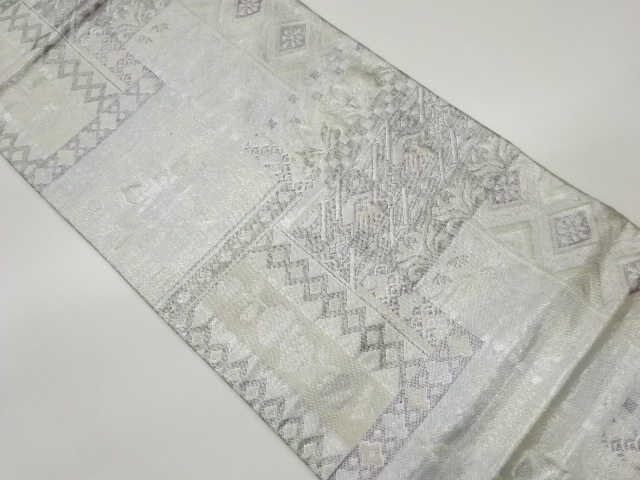 佐賀錦幾何学に花々・有栖川模様織出し袋帯